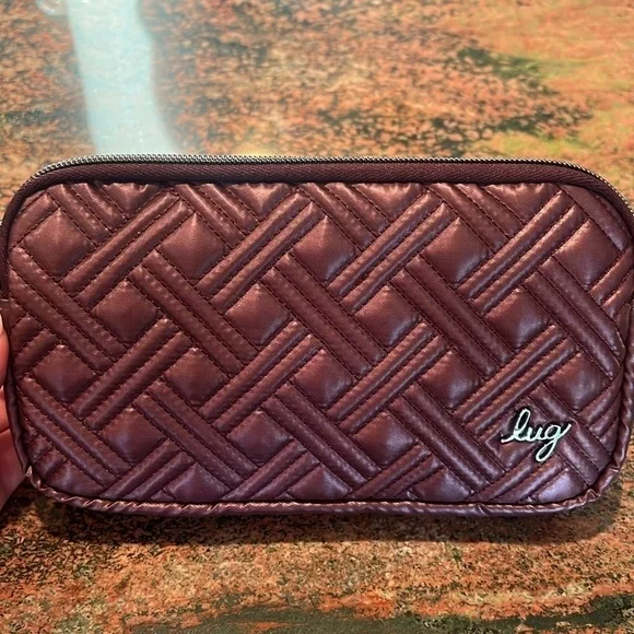 NWOT Lug Quilted Crossbody Bag, Plum Color, Double Zipper w/Strap - Picture 1 of 9